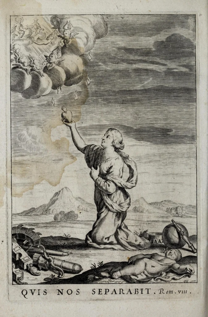 An illustration from Exercitia spiritualia S. Ignatij Loyolae, Societatis Iesu fundatoris : cum breui instructione meditandi ex ipsismet exercitijs deprompta : et breue sanctissimi D.N. Alexandri VII de indulgentia plenaria pro ijs, qui exercentur, 1663, leaf 264