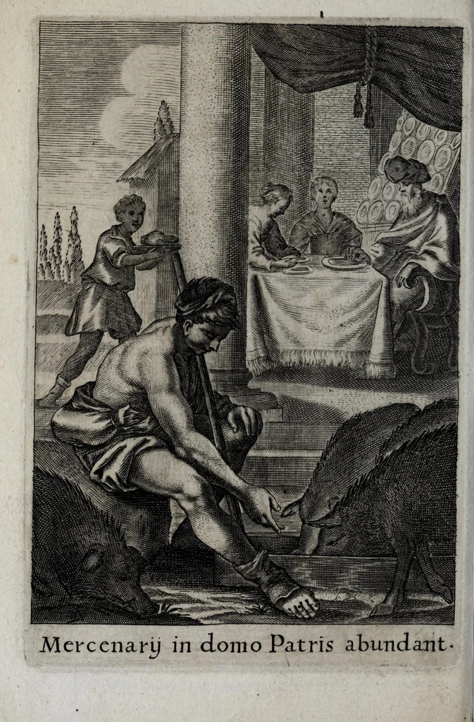 An illustration from Exercitia spiritualia S. Ignatij Loyolae, Societatis Iesu fundatoris : cum breui instructione meditandi ex ipsismet exercitijs deprompta : et breue sanctissimi D.N. Alexandri VII de indulgentia plenaria pro ijs, qui exercentur, 1663, leaf 92