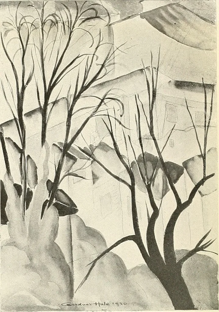 An illustration from Exhibition of American art : June 9th to 5th July, Galerie de la Chambre syndicale des beaux-arts, 1920, leaf 17