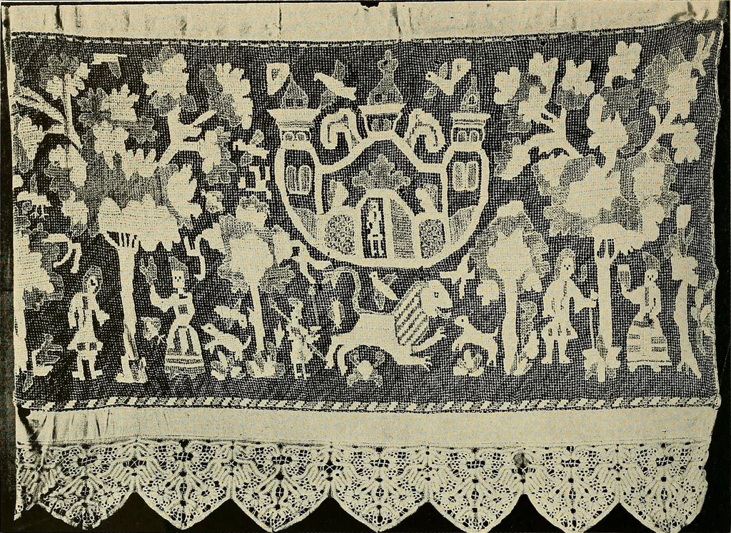 An illustration from Exhibition of national Russian art, 17th, 18th and early 19th centuries : peasant embroideries, costumes, headdresses, hand-woven materials, laces, ikons, articles of silver, copper, etc., 1900, leaf 21