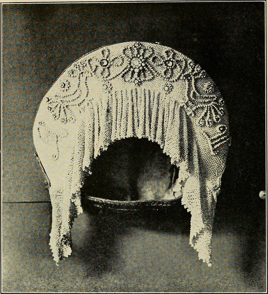 An illustration from Exhibition of national Russian art, 17th, 18th and early 19th centuries : peasant embroideries, costumes, headdresses, hand-woven materials, laces, ikons, articles of silver, copper, etc., 1900, leaf 23