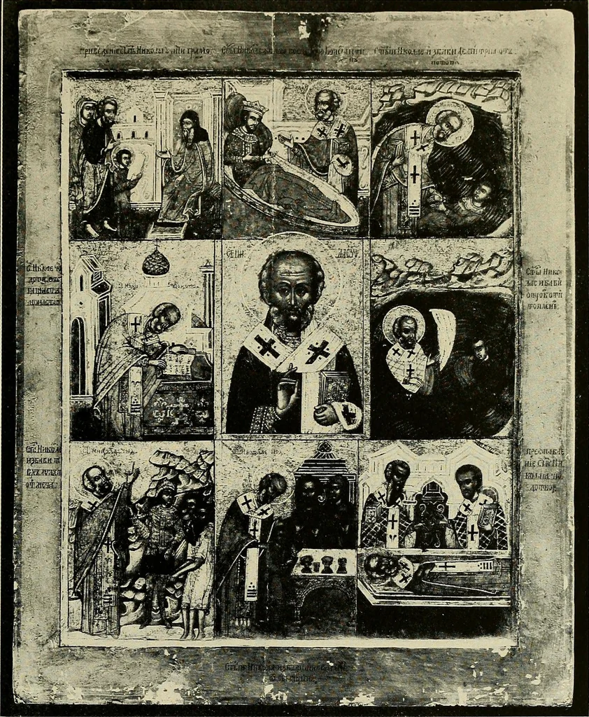 An illustration from Exhibition of national Russian art, 17th, 18th and early 19th centuries : peasant embroideries, costumes, headdresses, hand-woven materials, laces, ikons, articles of silver, copper, etc., 1900, leaf 30