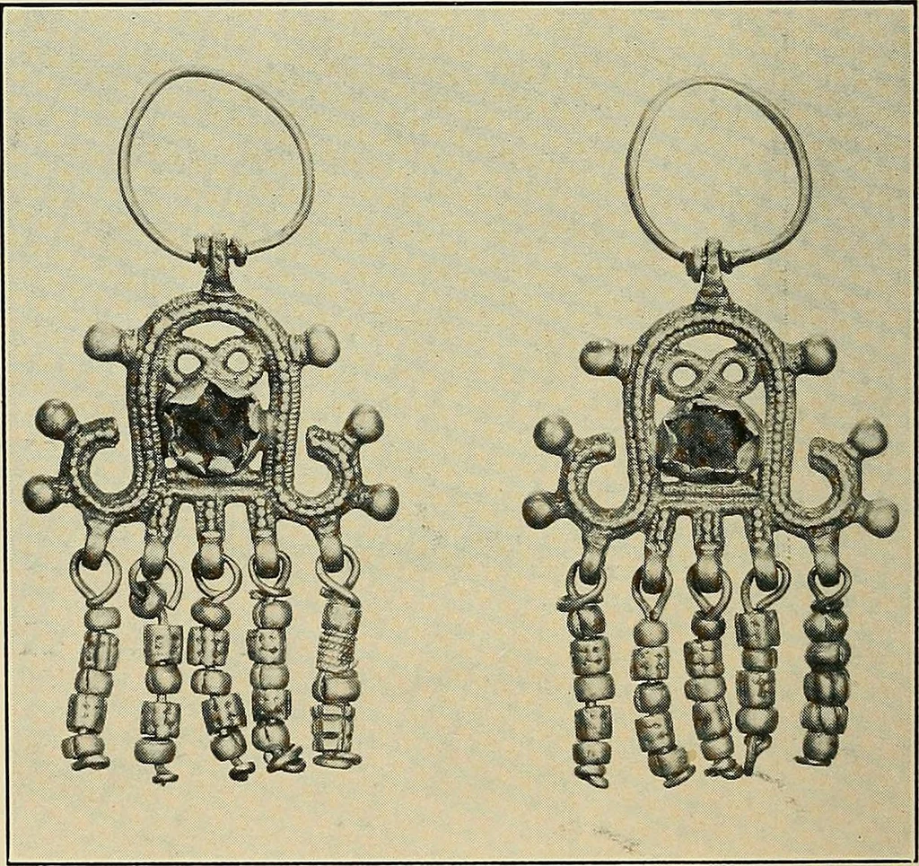 An illustration from Exhibition of national Russian art, 17th, 18th and early 19th centuries : peasant embroideries, costumes, headdresses, hand-woven materials, laces, ikons, articles of silver, copper, etc., 1900, leaf 31