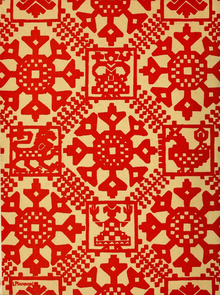 An illustration from Exhibition of national Russian art, 17th, 18th and early 19th centuries : peasant embroideries, costumes, headdresses, hand-woven materials, laces, ikons, articles of silver, copper, etc., 1900, leaf 35