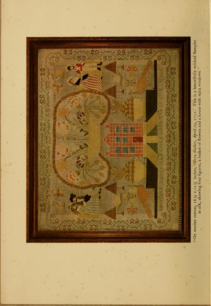 An illustration from An exhibition of samplers given by Arthur S. Vernay in October in the year MCMXVI, 1916, leaf 8