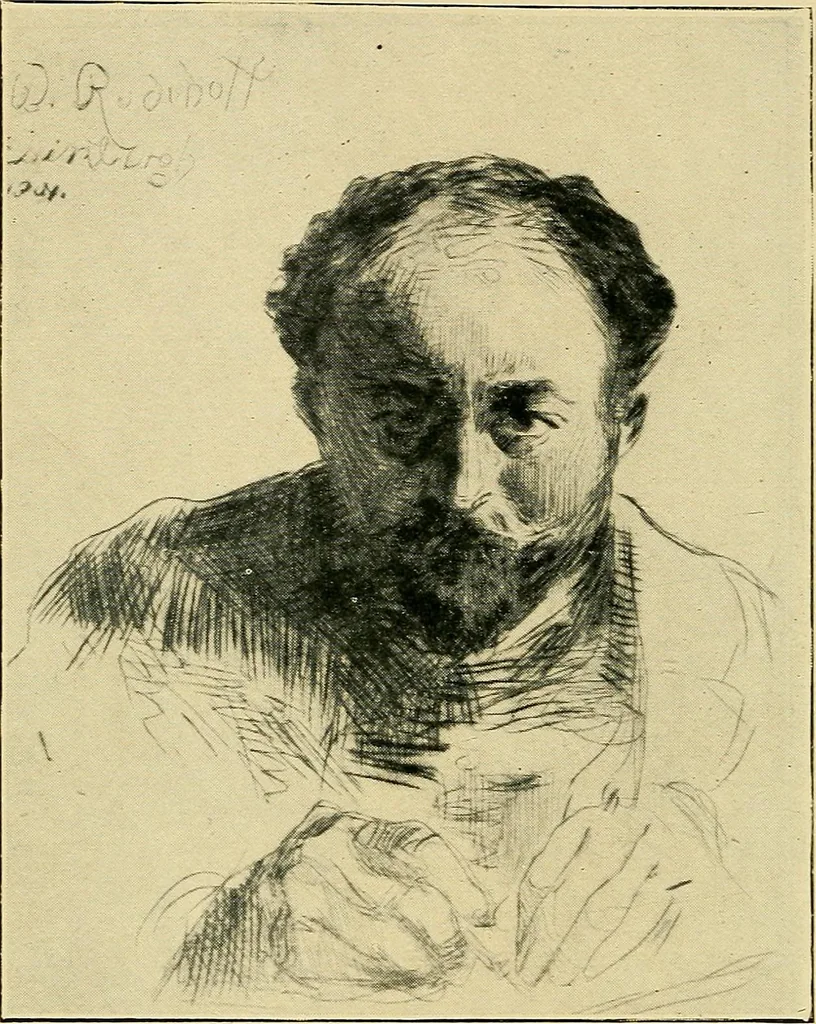 An illustration from Exhibition of works ... including examples in oil, water-colour, etching, and dry point : the Grafton Galleries, 1901, leaf 7
