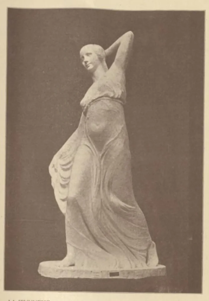 An illustration from Exhibitions : paintings / by notable Americans ; Sculpture / by Erwin F. Frey ; Hand-made lace / loaned by residents., 1923, leaf 6