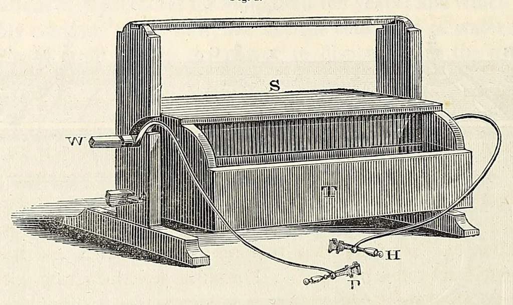 An illustration from Experimental observations, and improvements in apparatus and manipulation : with theoretical suggestions respecting the causes of tornadoes, falling stars, and the Aurora borealis, 1836, leaf 74
