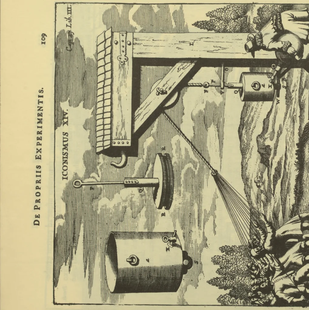 An illustration from Experimenta nova (ut vocantur) magdeburgica de vacuo spatio, 1672, leaf 138