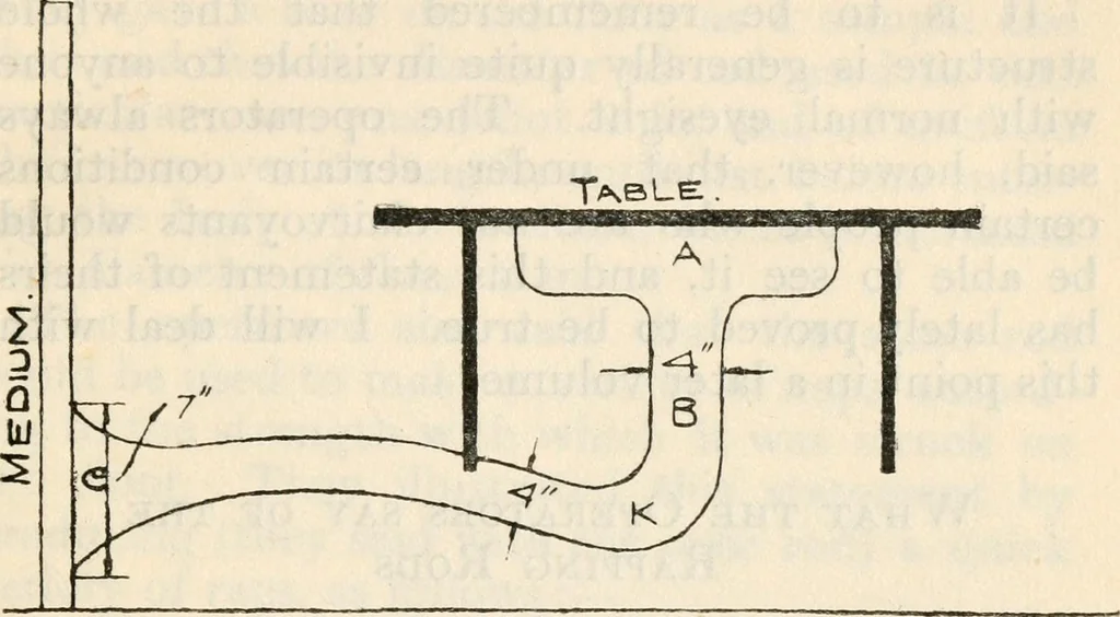 An illustration from Experiments in psychical science : levitation, contact, and the direct voice, 1919, leaf 26