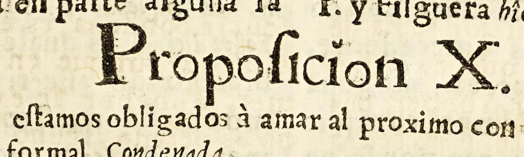 An illustration from Explicacion de las sesenta, y cinco proposiciones prohibidas por la santidad de N.M.S.P. Innocencio XI. Mandadas publicar por el Excellentissimo Señor don Diego Sarmiento de Valladares, obispo inquisidor general, y publicadas por el Santo Tribunal de la Inquisicion de esta Nueva España en siete de abril de mil seiscientos, y ochenta., 1684, leaf 73