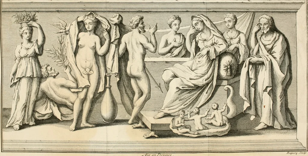 An illustration from Explication de divers monumens singuliers, qui ont rapport a la religion des plus anciens peuples : avec l'examen de la derniere edition des ouvrages de S. Jerôme, & un traité sur l'astrologie judiciaire : ouvrage enrichi de figures en taille-douce, 1739, leaf 392