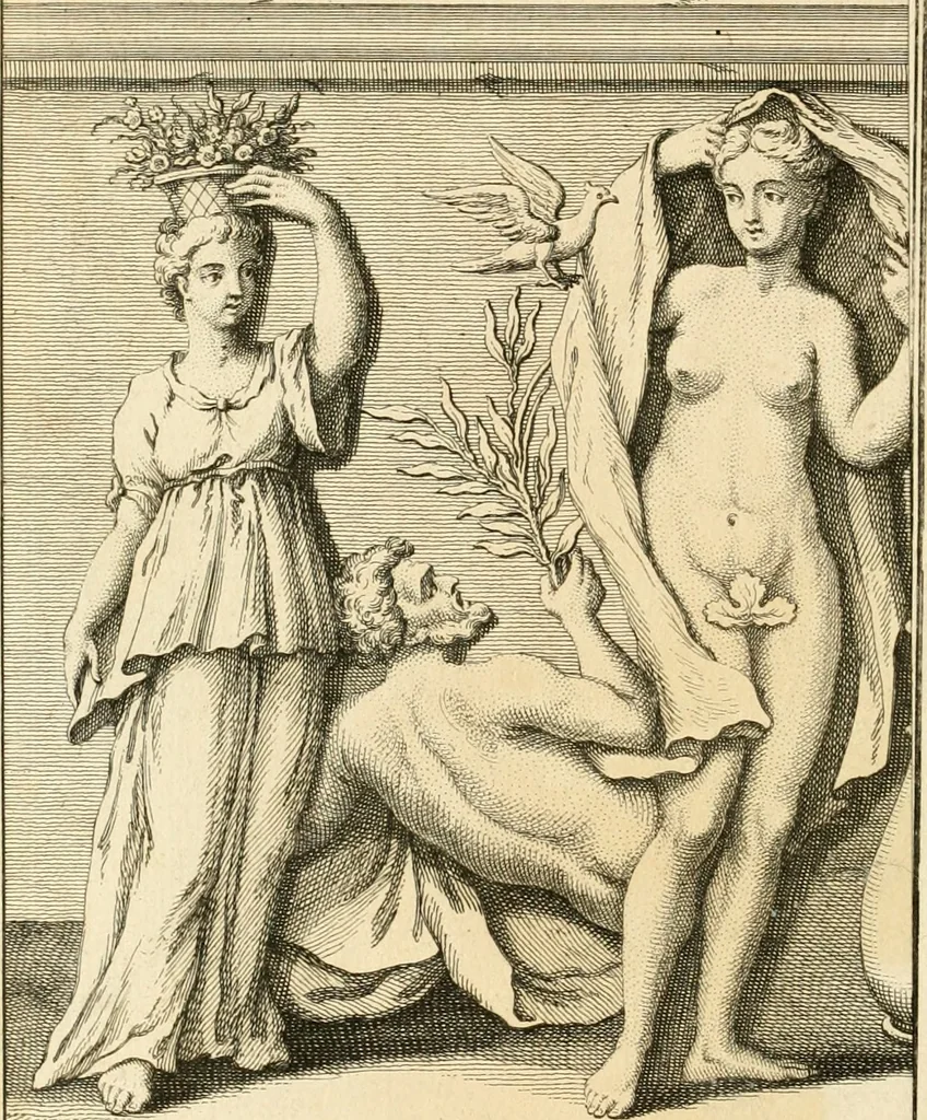 An illustration from Explication de divers monumens singuliers, qui ont rapport a la religion des plus anciens peuples : avec l'examen de la derniere edition des ouvrages de S. Jerôme, & un traité sur l'astrologie judiciaire : ouvrage enrichi de figures en taille-douce, 1739, leaf 393