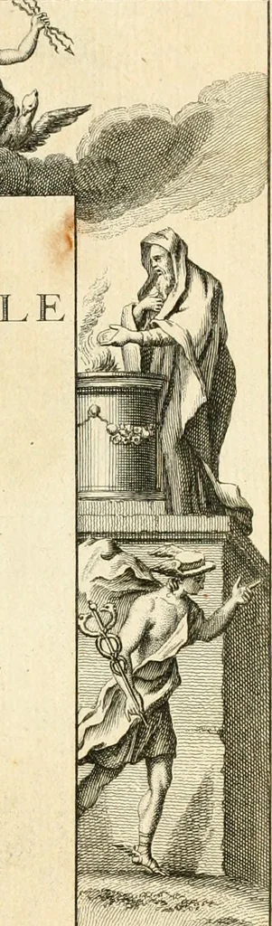 An illustration from Explication de divers monumens singuliers, qui ont rapport a la religion des plus anciens peuples : avec l'examen de la derniere edition des ouvrages de S. Jerôme, & un traité sur l'astrologie judiciaire : ouvrage enrichi de figures en taille-douce, 1739, leaf 6