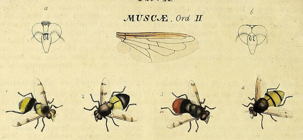 An illustration from An exposition of English insects : including the several classes of Neuroptera, Hymenoptera, & Diptera, or bees, flies, & Libellulae : exhibiting on 51 copper plates near 500 figures, accurately drawn & highly finished in colours, from nature : the whole minutely described, arranged & named, according to the Linnean system, with remarks : the figures of a great number of moths not in the Aurelian collection : formerly published by the same author and a plate with an explanation of colours, are likewise given in the work, 1782, leaf 66