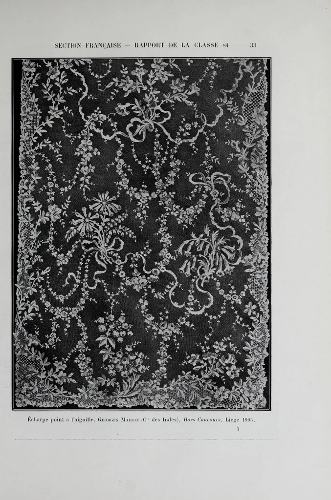 An illustration from Exposition universelle internationale de Liège 1905 : rapports du jury international : classe 84, dentelles, broderies, passementeries et dessins, 1906, leaf 43