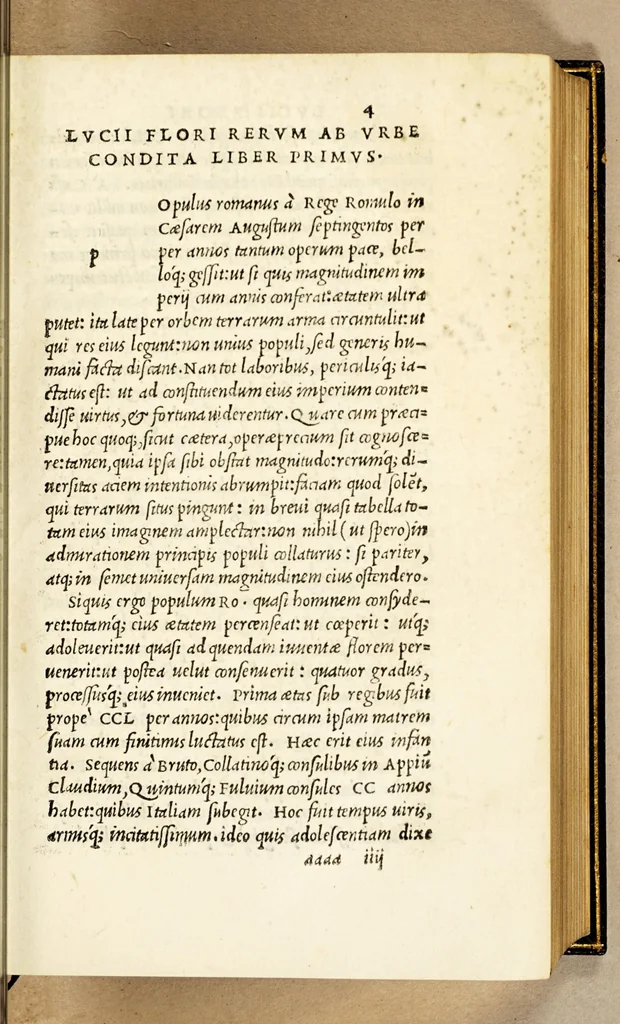 An illustration from Ex XIIII. T. Liuii decadibus. Prima, tertia, quarta, in qua præter fragmenta III, & X libri, quæ in Germania nuper reperta, hic etiam continentur, multa adulterina expunximus, multa uera recipimus, quæ in alijs non habentur. Epitome singulorum librorum XIII decadum. Historia omnium XIIII decadum in compendium redacta ab L. Floro. Polybij lib. V de rebus Romanis Latinitate donati à Nicolao Perotto. Index copiosissimus rerum omnium memorabilium, 1518, leaf 125