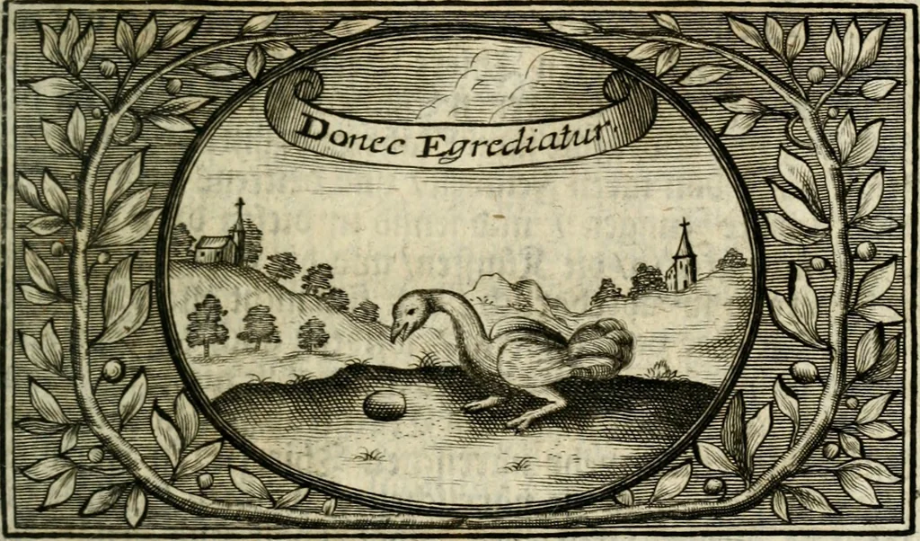 An illustration from Eyfer-schallende und andacht-funcklende marianische Lob-Trompeten, oder, Uber der glorwürdigsten Himmels-Königin Mariae vornehmste Feste : als dero heilwärtige Empfängnuss, erfreuliche Geburt löbliche Opferung ... Sinn-Bildern gezierte Lob-Reden ..., 1696, leaf 264