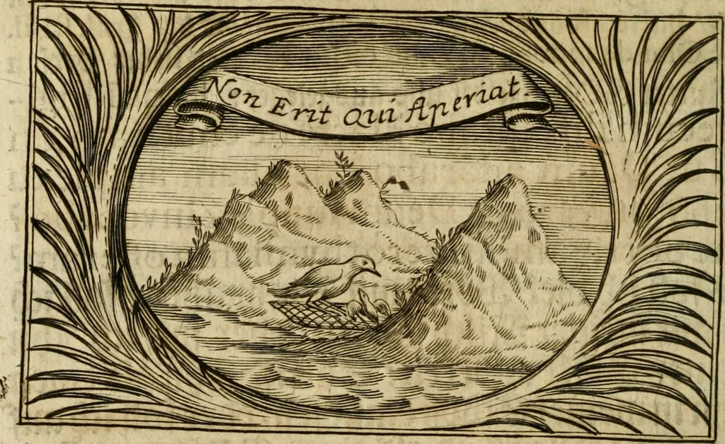 An illustration from Eyfer-schallende und andacht-funcklende marianische Lob-Trompeten, oder, Uber der glorwürdigsten Himmels-Königin Mariae vornehmste Feste : als dero heilwärtige Empfängnuss, erfreuliche Geburt löbliche Opferung ... Sinn-Bildern gezierte Lob-Reden ..., 1696, leaf 305