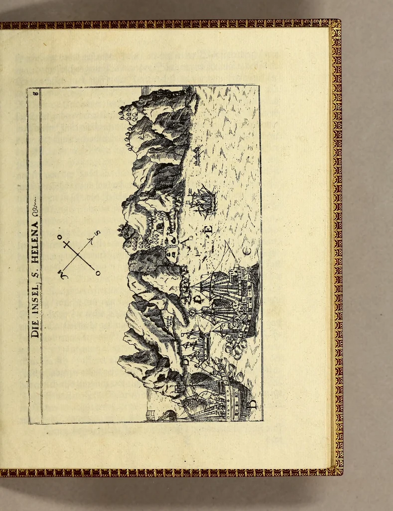 An illustration from Eylffte Schiffart, oder Kurtze Beschreibung einer Reyse, so von den Holländern vnd Seeländern, in die Ost Indien, mit neun grossen vnd vier kleinen Jagschiffen, vnder der Admiralschafft Peter Wilhelm Verhuffen, &c. in Jahren 1607. 1608. vnd 1609. verrichtet worden, neben vermeldung, was jhnen sonderlich begegnet sey., 1623, leaf 27