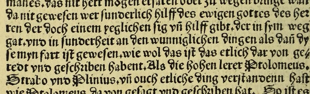 An illustration from Eyn schön hübsch Lesen von etlichen Insslen die do in kurtzen Zyten funden synd durch de[n] Künig von Hispania. : vnd sagt vo[n] grossen wunderlichen Dingen die in de[n] selbe[n] Insslen synd, leaf 18