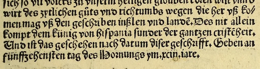 An illustration from Eyn schön hübsch Lesen von etlichen Insslen die do in kurtzen Zyten funden synd durch de[n] Künig von Hispania. : vnd sagt vo[n] grossen wunderlichen Dingen die in de[n] selbe[n] Insslen synd, leaf 19