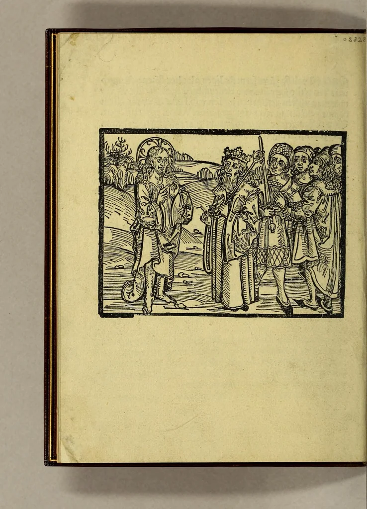 An illustration from Eyn schön hübsch Lesen von etlichen Insslen die do in kurtzen Zyten funden synd durch de[n] Künig von Hispania. : vnd sagt vo[n] grossen wunderlichen Dingen die in de[n] selbe[n] Insslen synd, leaf 20