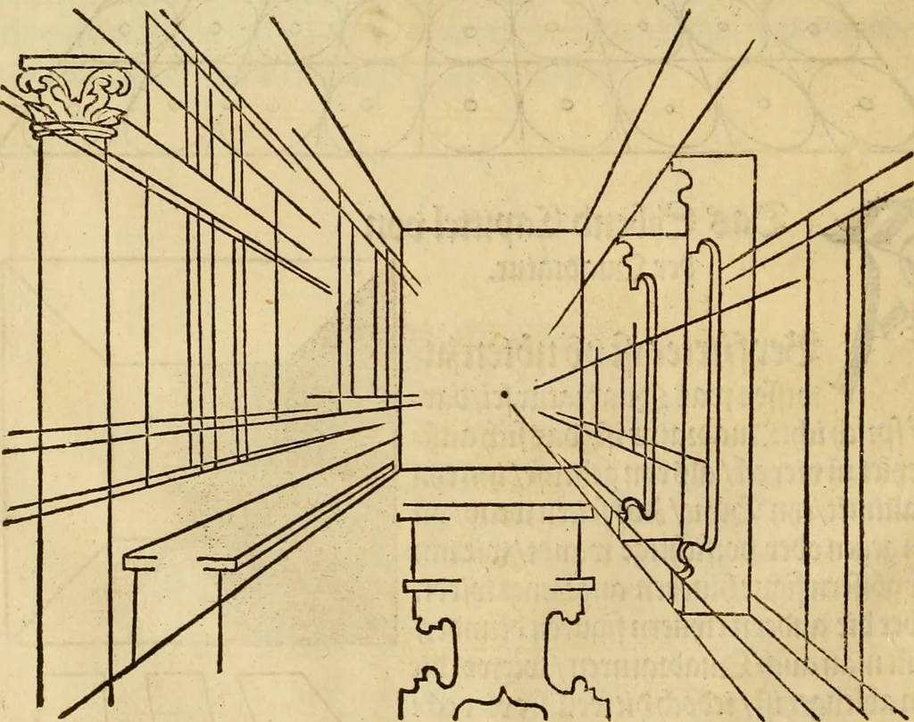 An illustration from Eyn schön nützlich Büchlin vnd Vnderweisung der Kunst des Messens mit dem Zirckel, Richtscheidt oder Linial : zu nutz allen Kunstliebhabern fürnemlich den Malern, Bildhawern, Goldschmiden, Seidenstikern, Steynmetzen, Scheinern auch allen Andern so sich der Kunst des Messens (Perspectiua zü latin gnant) zügebrauchen Lust haben : darin Man auch solche Kunst leichter dan ausz etzlichen hieuorgetruckten Büchern begreiffen vn lernen mag mit vil [i.e., 56] schönen darzü dienenden Figuren, 1531, leaf 25