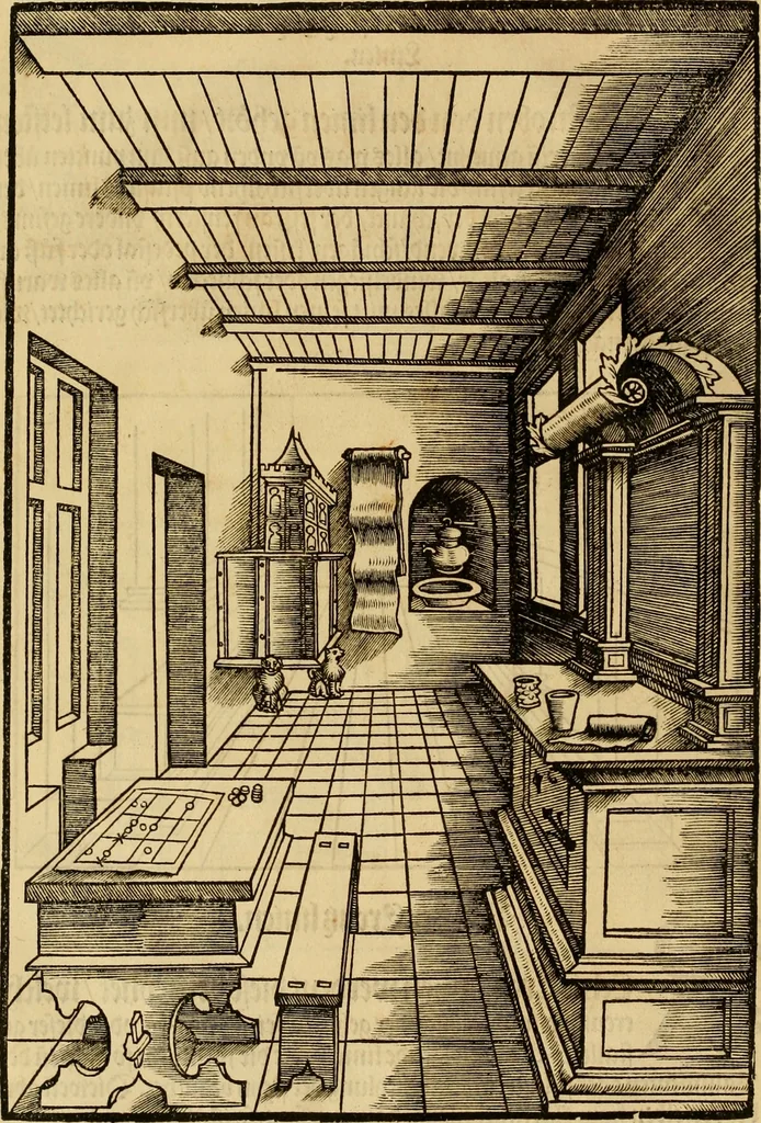 An illustration from Eyn schön nützlich Büchlin vnd Vnderweisung der Kunst des Messens mit dem Zirckel, Richtscheidt oder Linial : zu nutz allen Kunstliebhabern fürnemlich den Malern, Bildhawern, Goldschmiden, Seidenstikern, Steynmetzen, Scheinern auch allen Andern so sich der Kunst des Messens (Perspectiua zü latin gnant) zügebrauchen Lust haben : darin Man auch solche Kunst leichter dan ausz etzlichen hieuorgetruckten Büchern begreiffen vn lernen mag mit vil [i.e., 56] schönen darzü dienenden Figuren, 1531, leaf 29