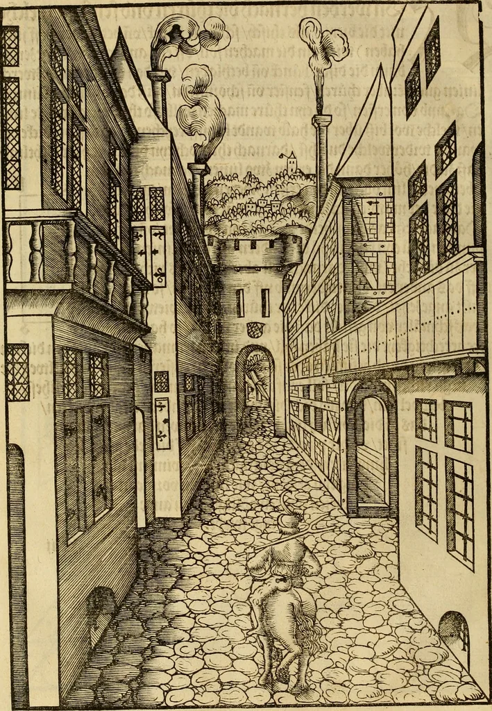 An illustration from Eyn schön nützlich Büchlin vnd Vnderweisung der Kunst des Messens mit dem Zirckel, Richtscheidt oder Linial : zu nutz allen Kunstliebhabern fürnemlich den Malern, Bildhawern, Goldschmiden, Seidenstikern, Steynmetzen, Scheinern auch allen Andern so sich der Kunst des Messens (Perspectiua zü latin gnant) zügebrauchen Lust haben : darin Man auch solche Kunst leichter dan ausz etzlichen hieuorgetruckten Büchern begreiffen vn lernen mag mit vil [i.e., 56] schönen darzü dienenden Figuren, 1531, leaf 35