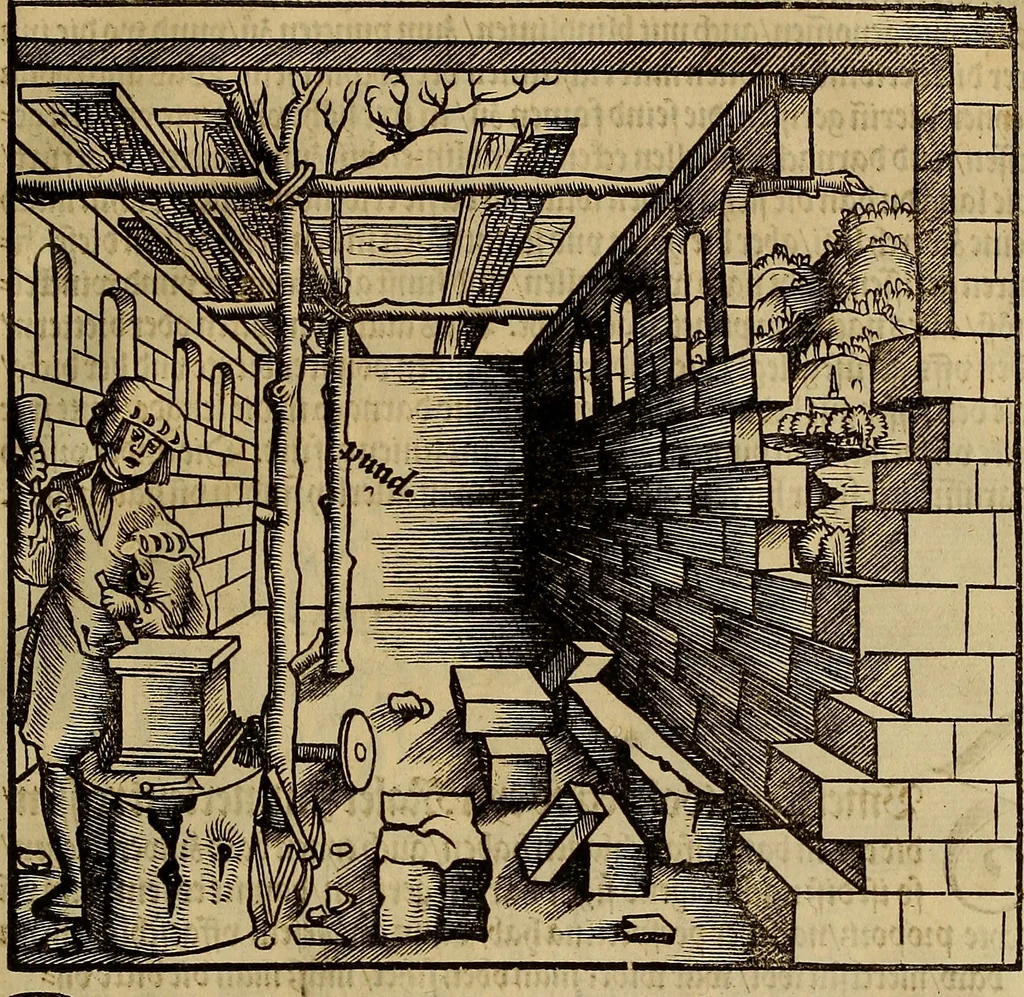 An illustration from Eyn schön nützlich Büchlin vnd Vnderweisung der Kunst des Messens mit dem Zirckel, Richtscheidt oder Linial : zu nutz allen Kunstliebhabern fürnemlich den Malern, Bildhawern, Goldschmiden, Seidenstikern, Steynmetzen, Scheinern auch allen Andern so sich der Kunst des Messens (Perspectiua zü latin gnant) zügebrauchen Lust haben : darin Man auch solche Kunst leichter dan ausz etzlichen hieuorgetruckten Büchern begreiffen vn lernen mag mit vil [i.e., 56] schönen darzü dienenden Figuren, 1531, leaf 74