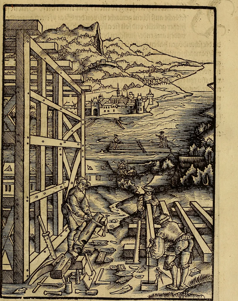 An illustration from Eyn schön nützlich Büchlin vnd Vnderweisung der Kunst des Messens mit dem Zirckel, Richtscheidt oder Linial : zu nutz allen Kunstliebhabern fürnemlich den Malern, Bildhawern, Goldschmiden, Seidenstikern, Steynmetzen, Scheinern auch allen Andern so sich der Kunst des Messens (Perspectiua zü latin gnant) zügebrauchen Lust haben : darin Man auch solche Kunst leichter dan ausz etzlichen hieuorgetruckten Büchern begreiffen vn lernen mag mit vil [i.e., 56] schönen darzü dienenden Figuren, 1531, leaf 76