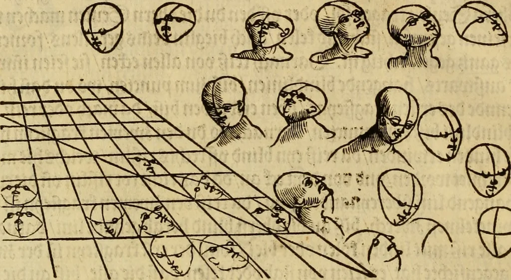 An illustration from Eyn schön nützlich Büchlin vnd Vnderweisung der Kunst des Messens mit dem Zirckel, Richtscheidt oder Linial : zu nutz allen Kunstliebhabern fürnemlich den Malern, Bildhawern, Goldschmiden, Seidenstikern, Steynmetzen, Scheinern auch allen Andern so sich der Kunst des Messens (Perspectiua zü latin gnant) zügebrauchen Lust haben : darin Man auch solche Kunst leichter dan ausz etzlichen hieuorgetruckten Büchern begreiffen vn lernen mag mit vil [i.e., 56] schönen darzü dienenden Figuren, 1531, leaf 85