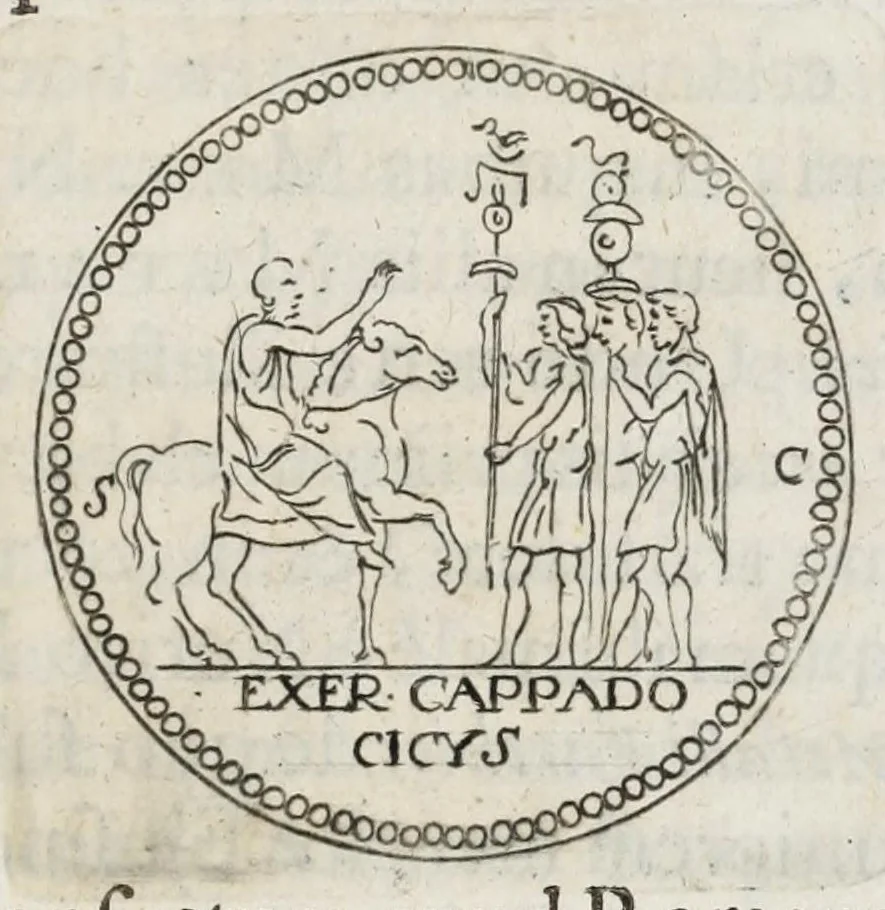 An illustration from Ezechielis Spanhemii Dissertationes de praestantia et usu numismatum antiquorum, 1671, leaf 357