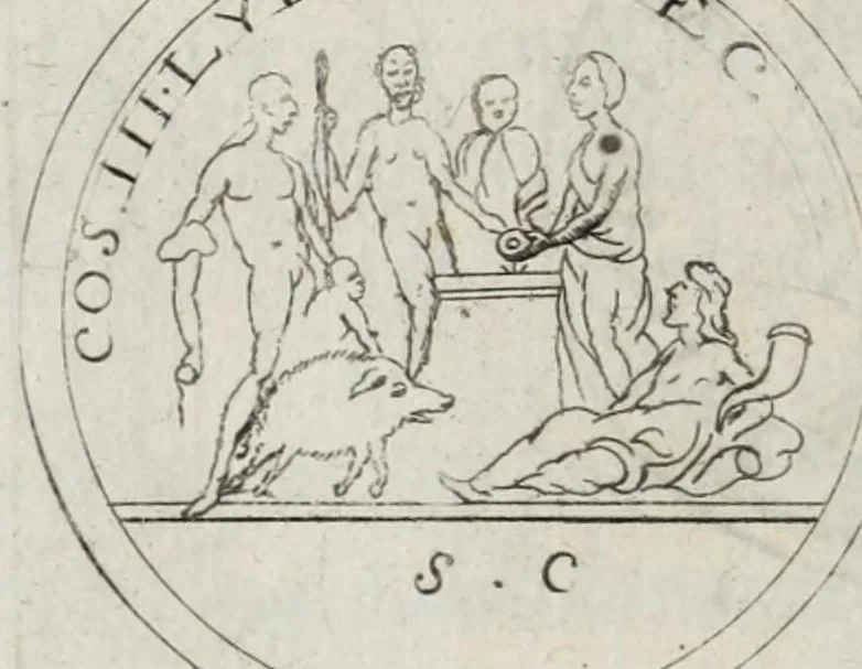 An illustration from Ezechielis Spanhemii Dissertationes de praestantia et usu numismatum antiquorum, 1671, leaf 366