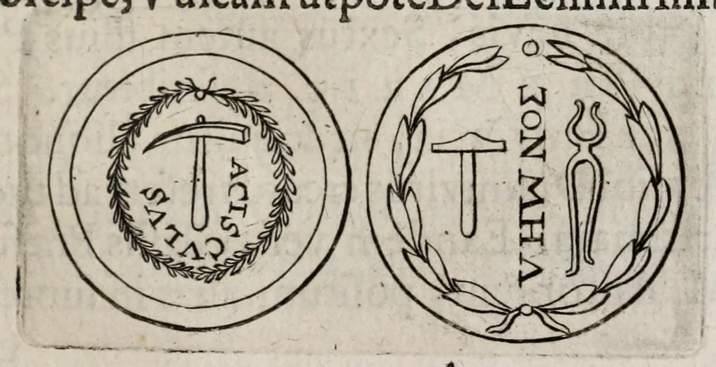 An illustration from Ezechielis Spanhemii Dissertationes de praestantia et usu numismatum antiquorum, 1671, leaf 71