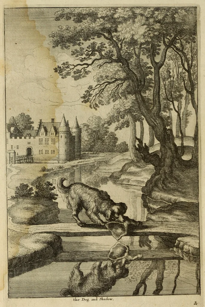An illustration from The fables of Aesop paraphras'd in verse : adorn'd with sculpture, and illustrated with annotations, 1668, leaf 20