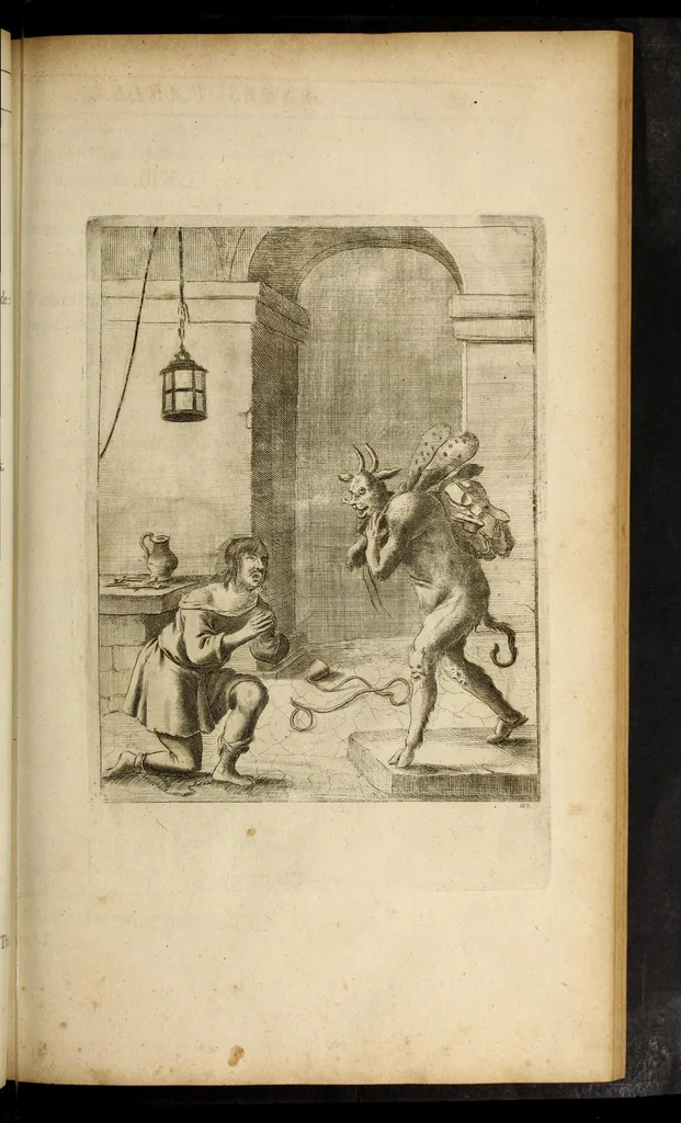 An illustration from The fables of Aesop paraphras'd in verse : adorn'd with sculpture, and illustrated with annotations, 1668, leaf 297