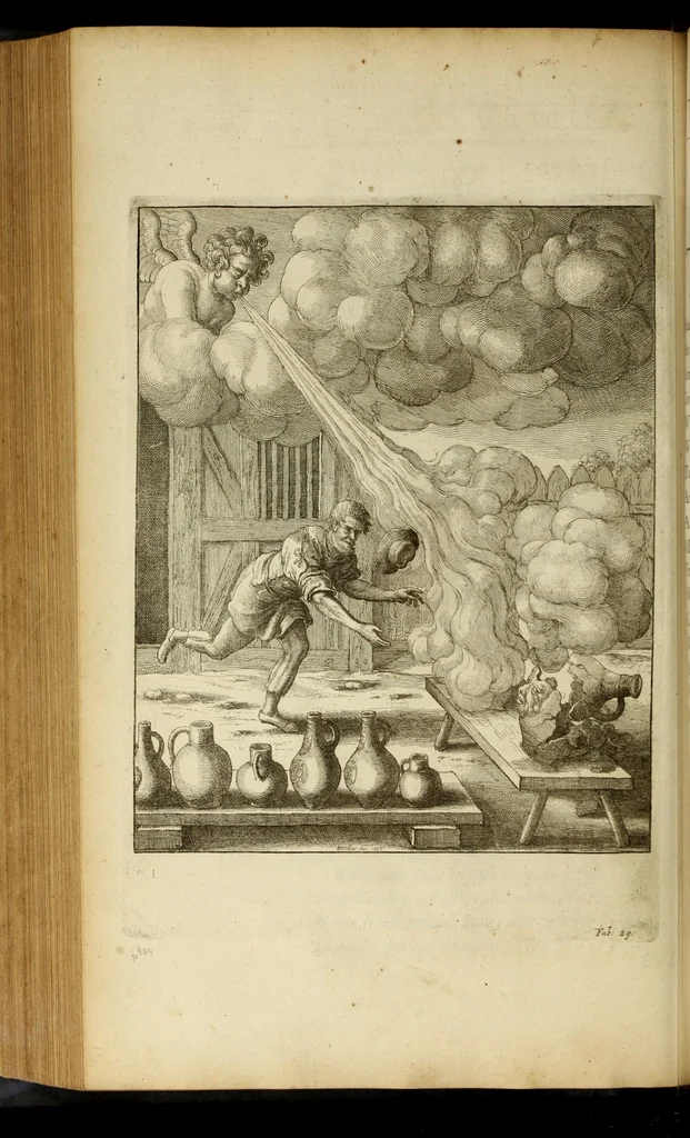 An illustration from The fables of Aesop paraphras'd in verse : adorn'd with sculpture, and illustrated with annotations, 1668, leaf 516