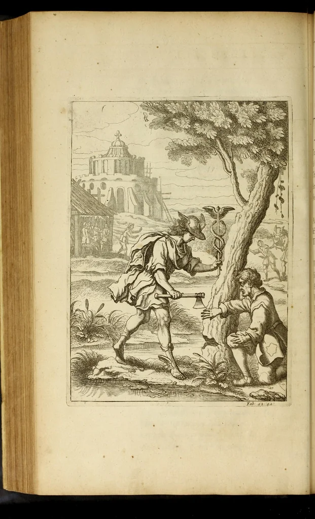 An illustration from The fables of Aesop paraphras'd in verse : adorn'd with sculpture, and illustrated with annotations, 1668, leaf 572