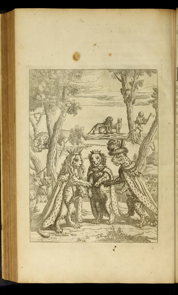 An illustration from The fables of Aesop paraphras'd in verse : adorn'd with sculpture, and illustrated with annotations, 1668, leaf 640