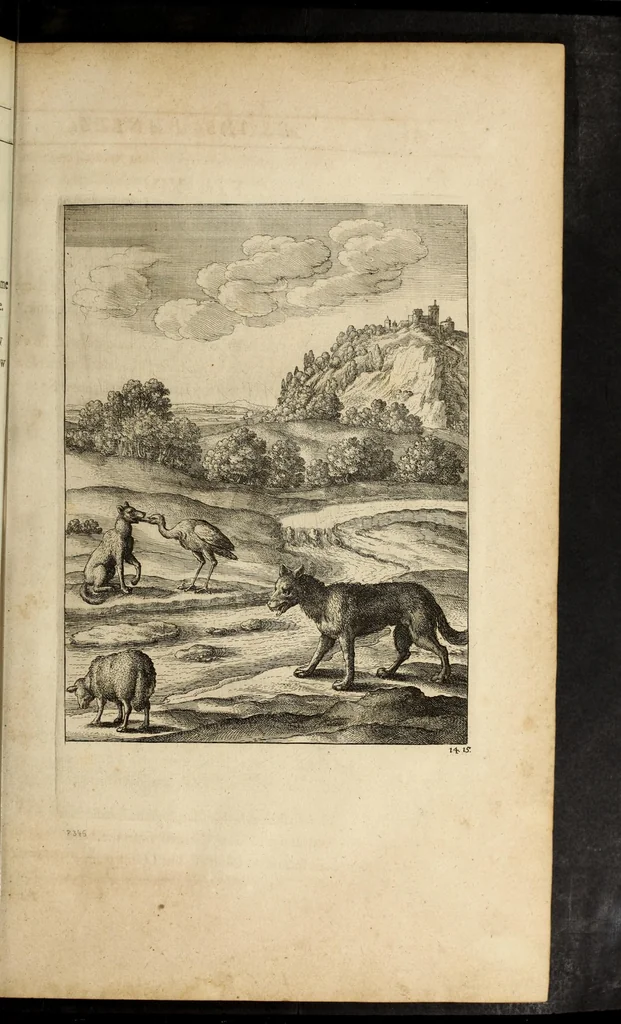An illustration from The fables of Aesop paraphras'd in verse : adorn'd with sculpture, and illustrated with annotations, 1668, leaf 79