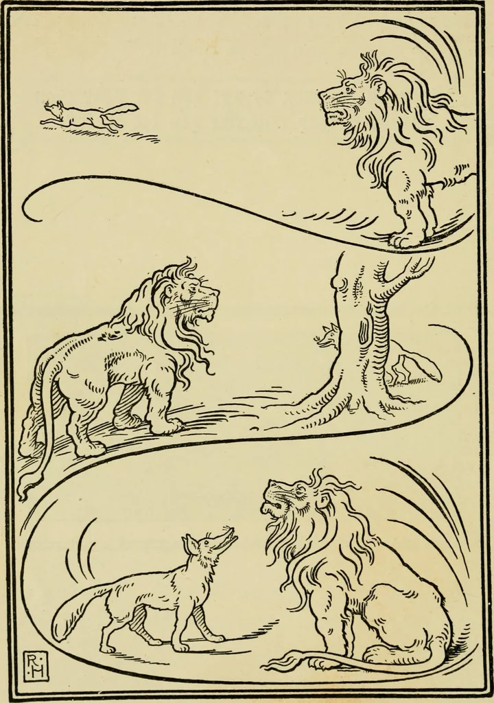 An illustration from The fables of Æsop, selected, told anew and their history traced, 1894, leaf 113