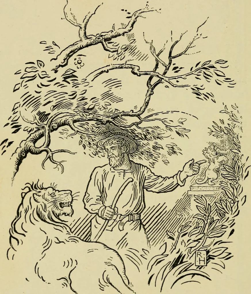 An illustration from The fables of Æsop, selected, told anew and their history traced, 1894, leaf 115