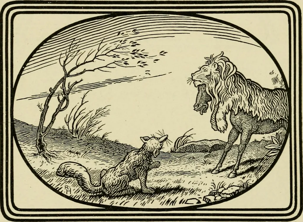 An illustration from The fables of Æsop, selected, told anew and their history traced, 1894, leaf 148