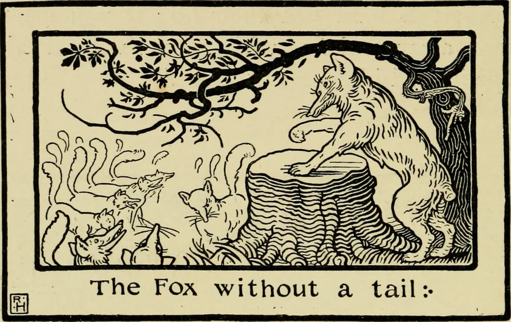 An illustration from The fables of Æsop, selected, told anew and their history traced, 1894, leaf 185