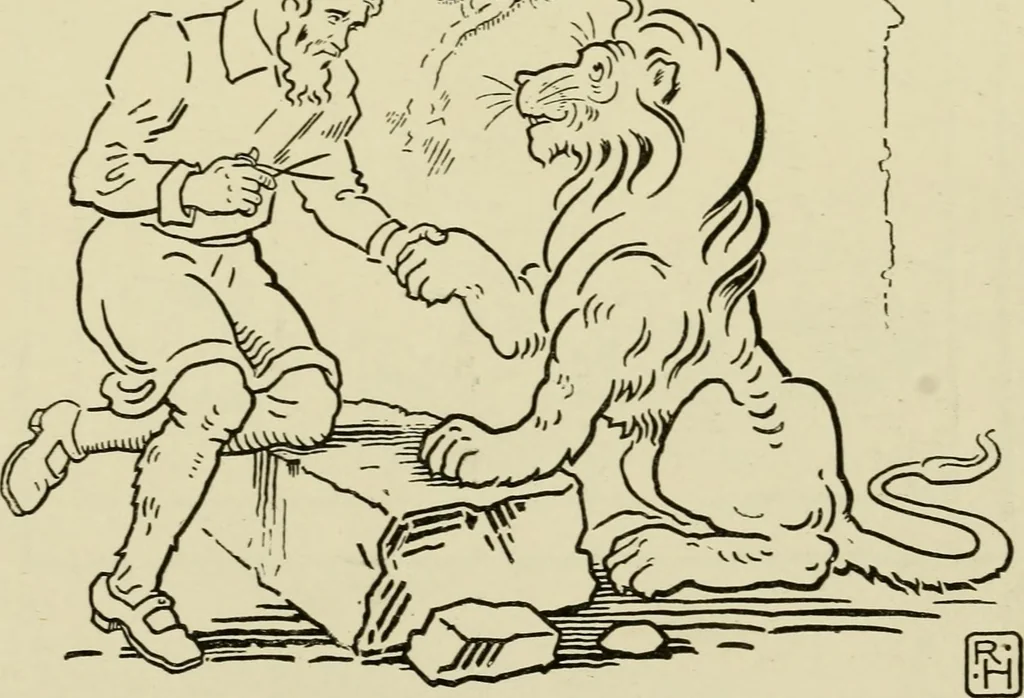 An illustration from The fables of Æsop, selected, told anew and their history traced, 1894, leaf 202