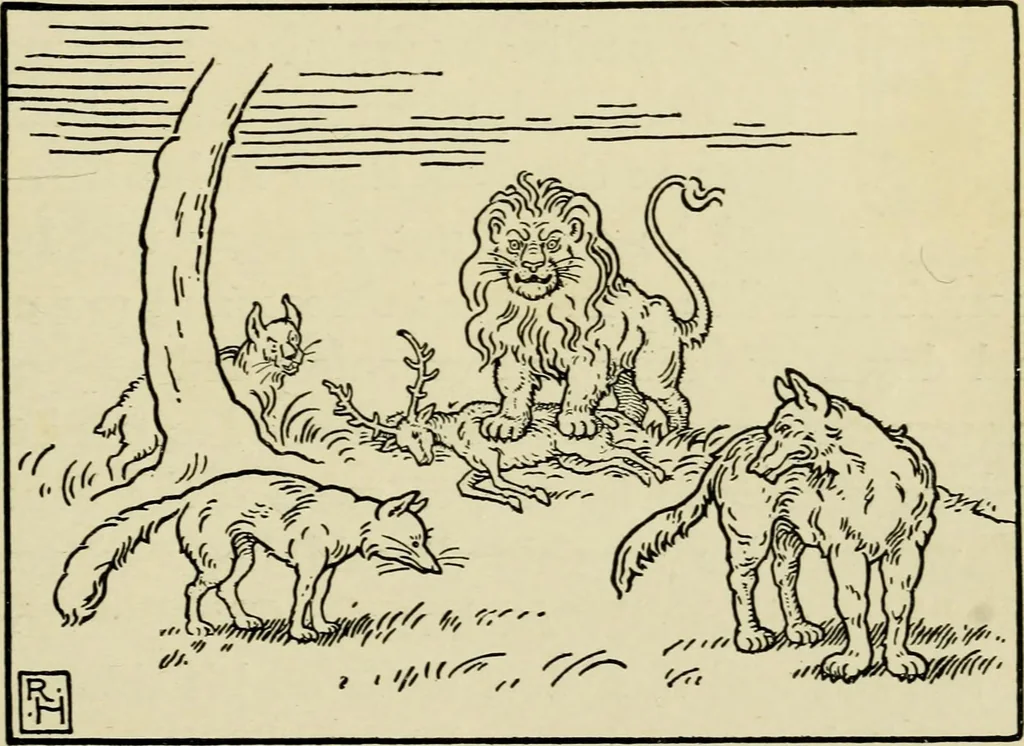 An illustration from The fables of Æsop, selected, told anew and their history traced, 1894, leaf 40