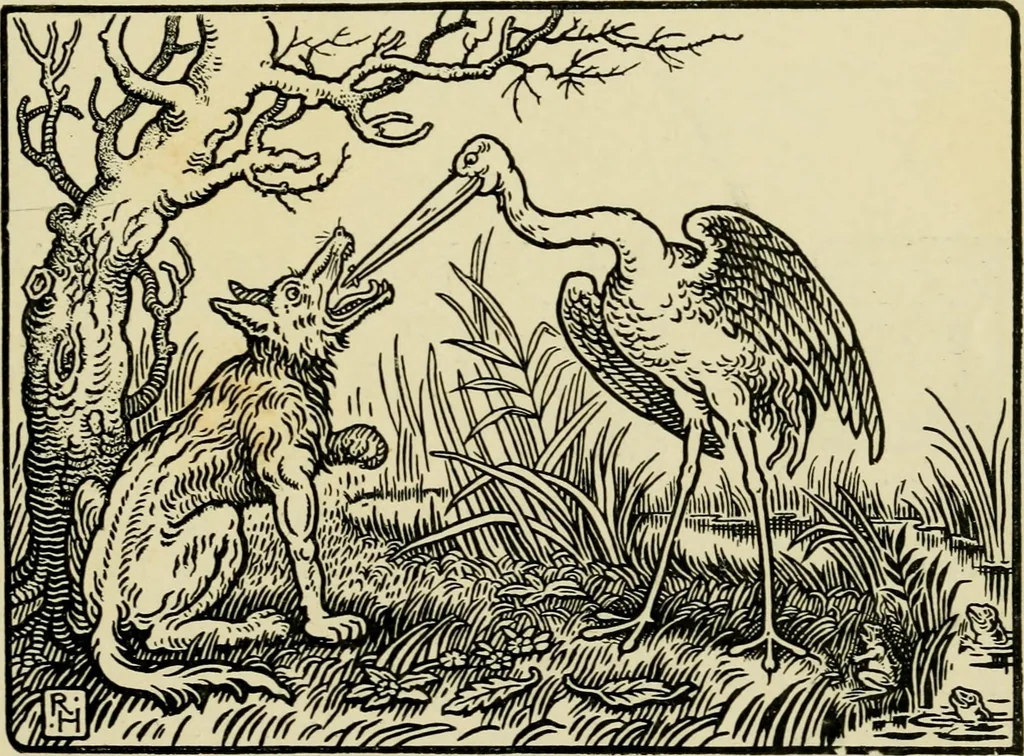 An illustration from The fables of Æsop, selected, told anew and their history traced, 1894, leaf 42