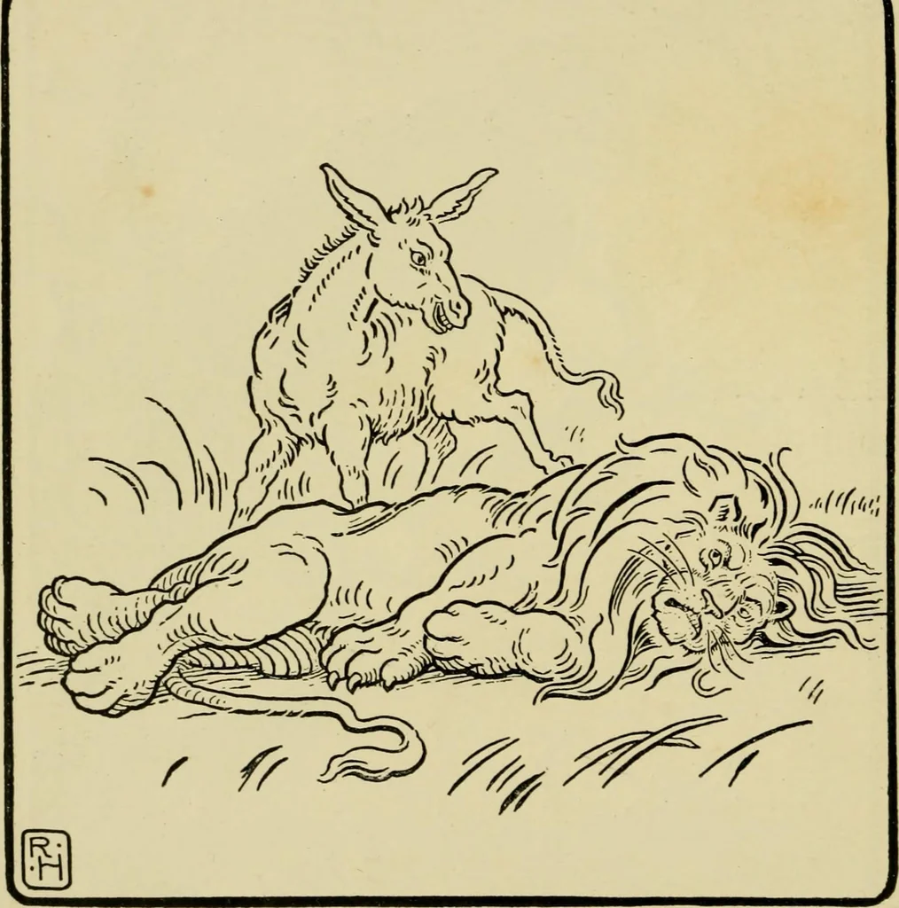 An illustration from The fables of Æsop, selected, told anew and their history traced, 1894, leaf 53